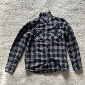 O'Neill Flannel Fleece Lined Long Sleeve Shirt Mens Gray Black Plaid Medium